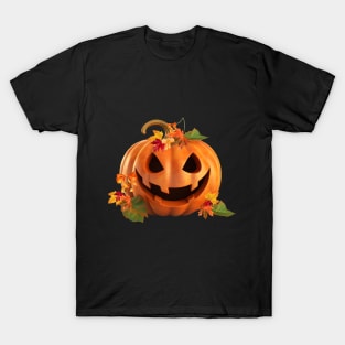 Halloween Pumpkin with Leaves T-Shirt